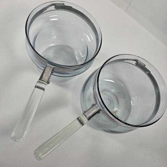 Vintage PYREX Flameware BLUE GLASS Double Boiler Pots 6763-U 6763-L (No Lid) - Picture 12 of 16